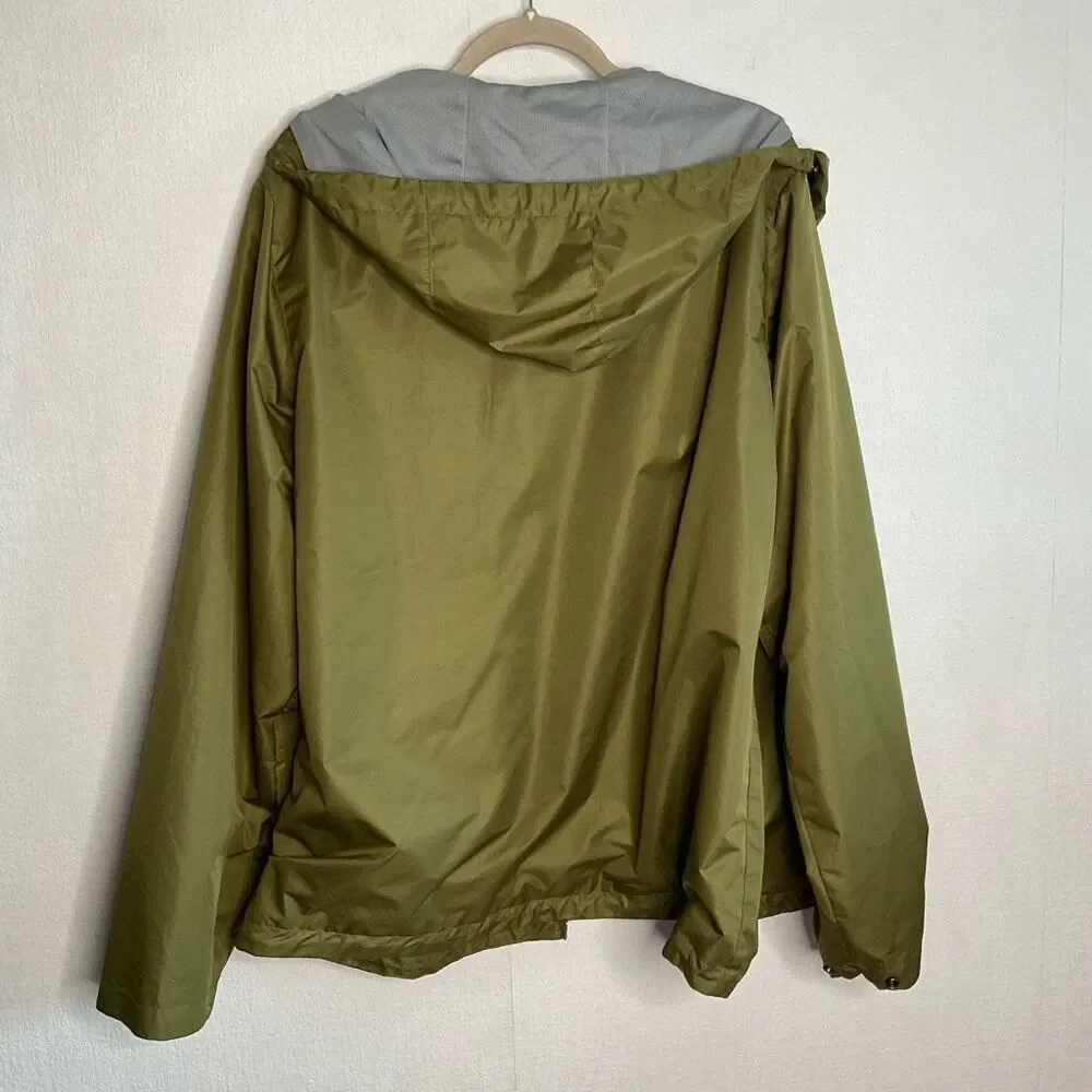 Iceburg Raincoat Mens Large Khaki‎ Olive Green lightweight Hooded Jacket Outdoor